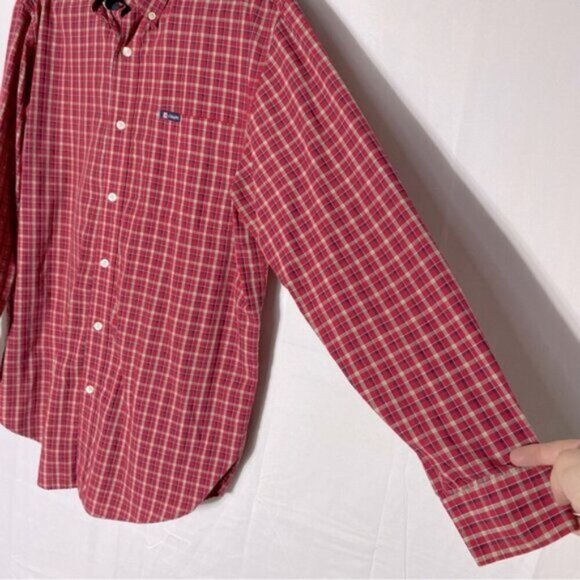 Chaps Easy Care Red Tan Plaid Long Sleeve Casual Button Up Shirt M - Picture 10 of 12